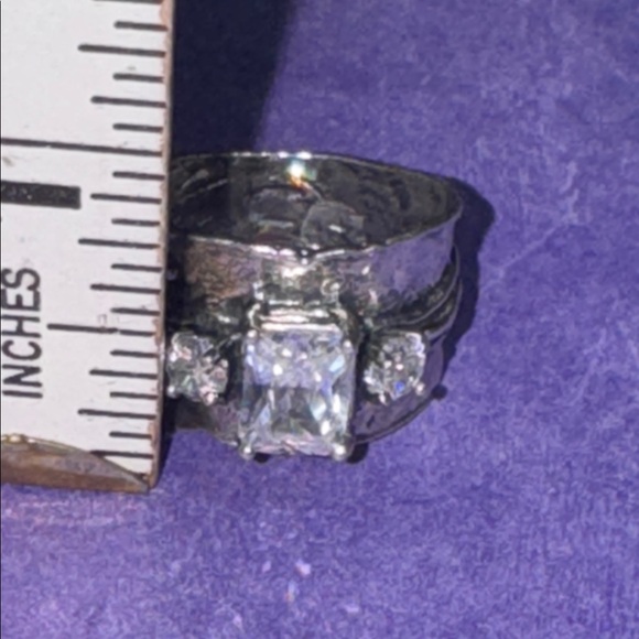 Silver Israel CZ Band Ring